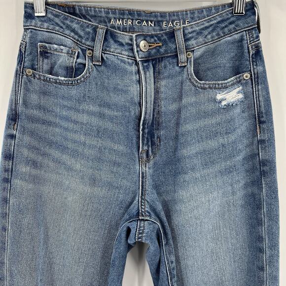 American Eagle Mom Jeans Comfort Stretch Waistband Distressed Women’s Size 2 Reg - Picture 3 of 10